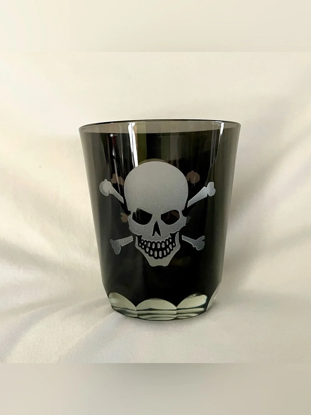 Williams Sonoma Double Old Fashioned Glass - Whiskey/Scotch/Skull & Crossbones